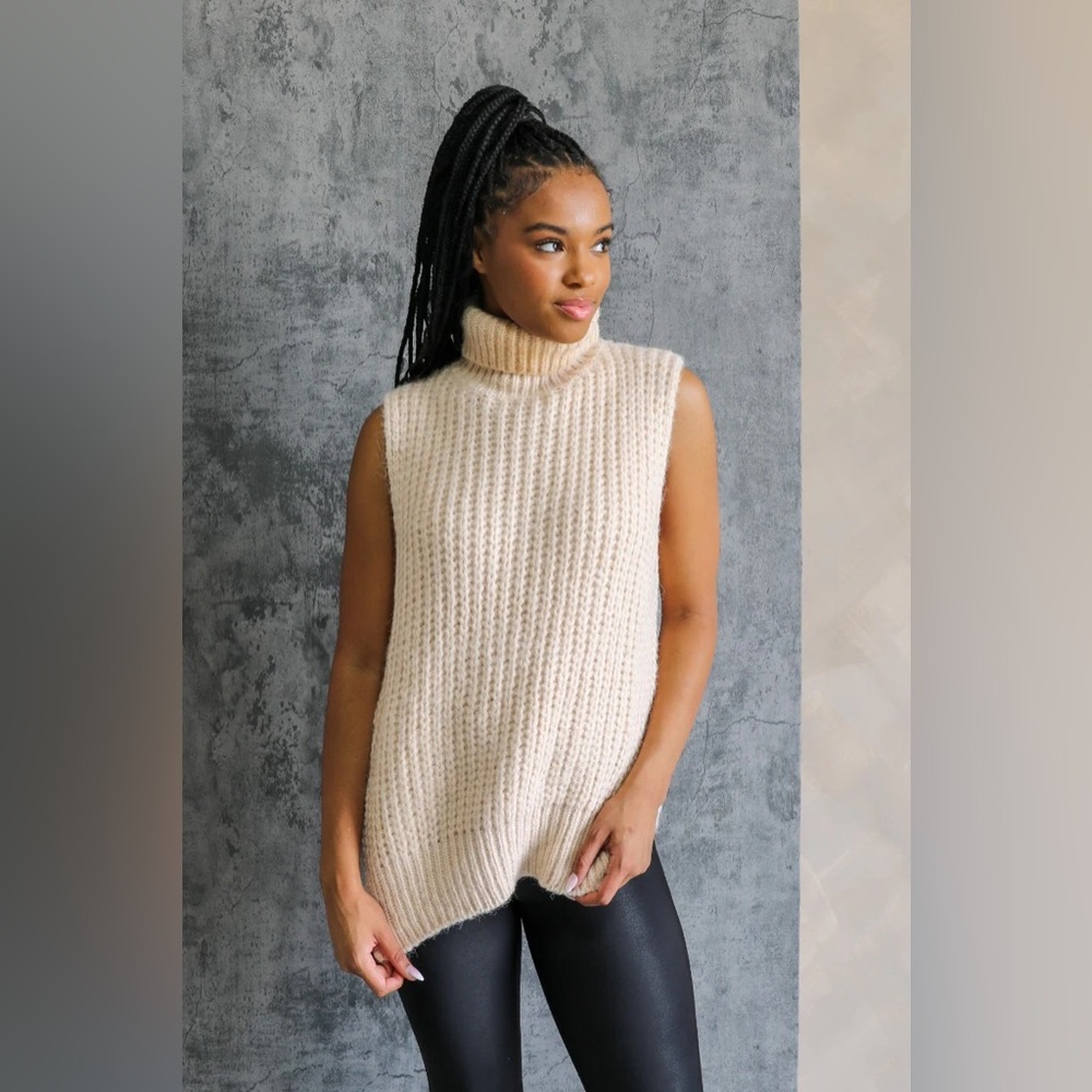H&M Cream Turtleneck Sweater Vest